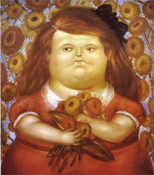 Fernando Botero Painting - Mujer con Flores Fernando Botero